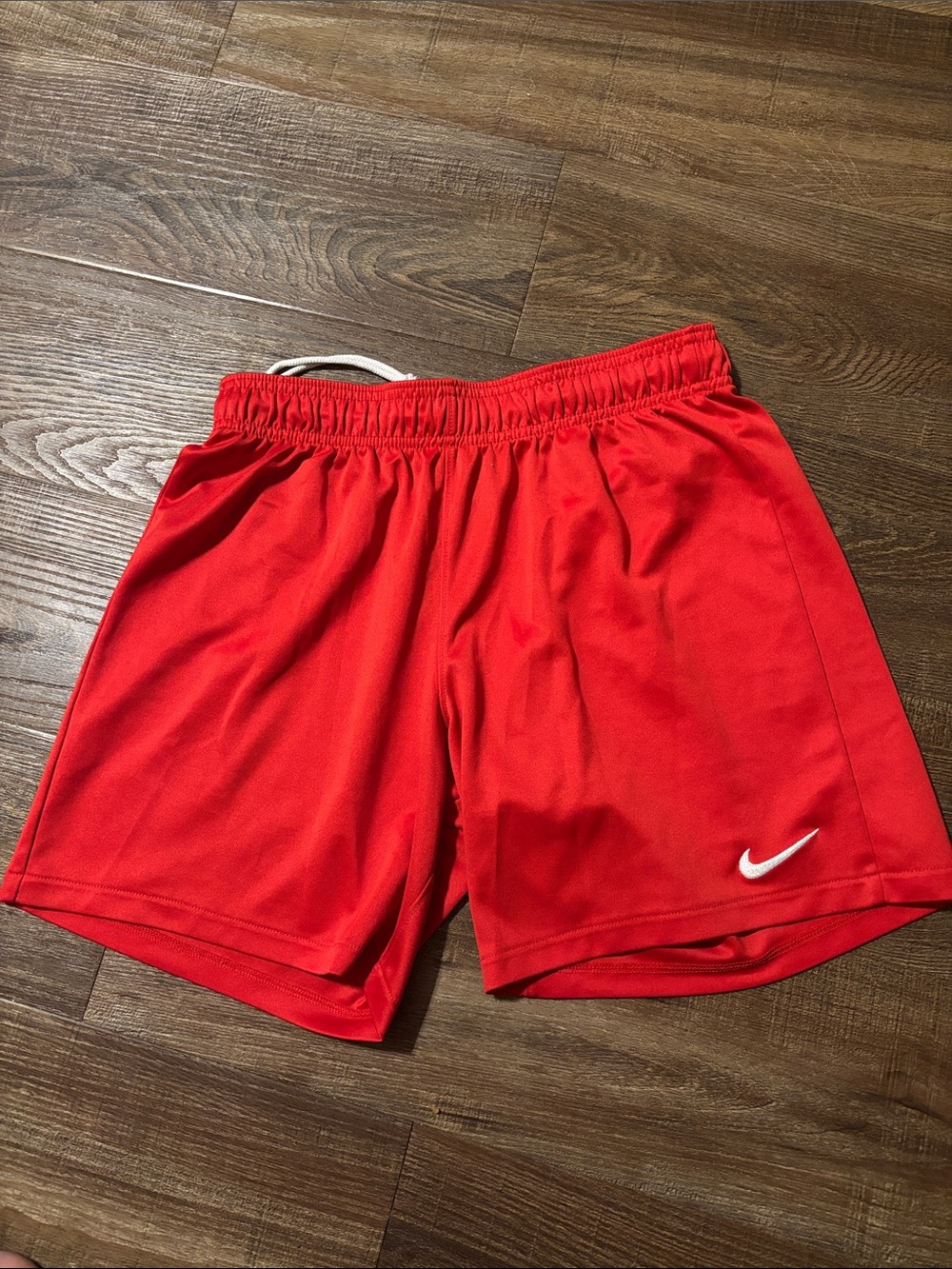 Nike Red Men's Sports Shorts with White Swoosh